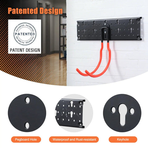 Heavy Duty Multi Storage Garage Hooks Wall Mounted Garden Tool Organizer Featuring Rock Solid Rails For Bikes Rakes Shovels Push Brooms And Outdoor Gear Top Shelf Home Layout Game Changing Clutter Crusher Solution