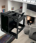 Combo Electrical And Low Voltage Old Work Box 2-Gang Cut-In Retrofit For Power And Data in black finish, showcased indoors