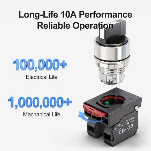 Three Position Maintained Selector Switch With 22mm Metal Head And 2NO Contacts UL CSA CE TUV Certified for control panel