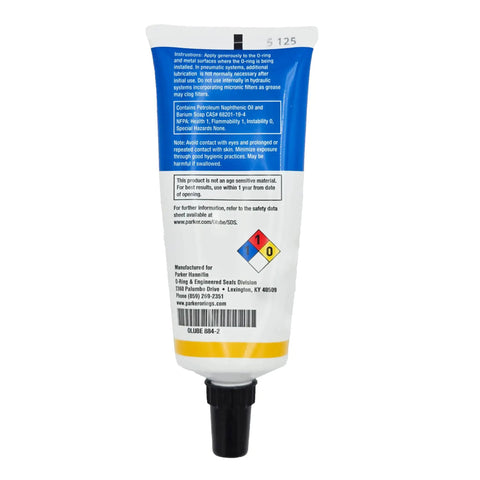 O Ring Lubricant For Seals And Assemblies, Barium Based Grease, Smooth Install With Less Twisting And Wear, 2 oz tube back view