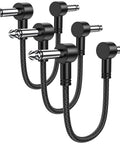 Three Pack Six Inch Guitar Patch Cables With Right Angle Quarter Inch TS Connectors, showing black cables and connectors.