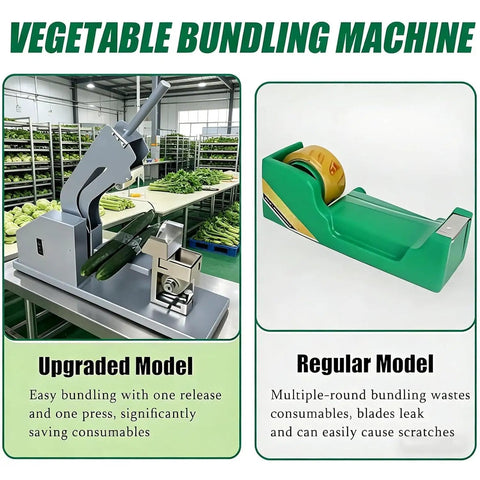 Semi Automatic Vegetable Strapping Machine Compact PE PVC Film Tying Tool Adjustable Tightness Bundler, showcasing upgraded bundling model.