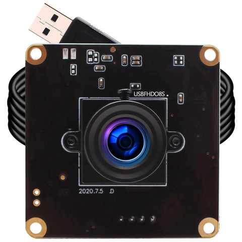 Front view of 2MP High Speed USB Camera Module For Computer And PC 1080p Full HD UVC Web Camera Board with USB cable