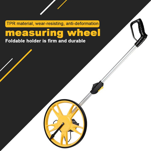 Badafaci Rolling Measuring Wheel, Foldable Handle shown with TPR material, durable wheel for accurate distance measurement.