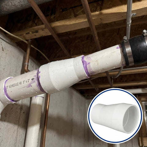 Installed 3 Pack 4 By 3 Inch PVC Pipe Fittings Eccentric Reducer Coupling Schedule 40 High Flow For Pool Spa DIY Plumbing Irrigation White