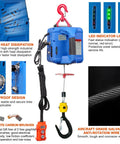 Dremvoist 3 In 1 Electric Hoist Winch 1100 Lbs Pulling Power With Wireless Remote Control 26 Ft Lifting Height close-up of motor and hook