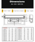 Diagram of Pro Grade Precision Linear Scale Encoder 0.005mm Optical Scale with 5um grating glass ruler for DRO, dimensions shown