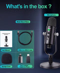 USB Condenser Microphone for PC Mac Phones PS4 PS5 Plug and Play Studio Mic with accessories and adapters included