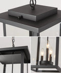 Outdoor Pendant Light Exterior Hanging Lantern in Matte Black with Clear Seeded Glass, large porch light details, aluminum construction.
