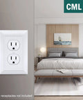 Vintage Wood Grain Beadboard Wall Plate 1 Gang Duplex Outlet Covers White, 10 Pack Retro Switch Plates in modern bedroom setting
