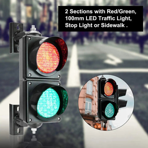 100mm Traffic Light Red Green LED Stop And Go Lamp With PC Housing IP65 Waterproof Industrial Warning Light in urban setting