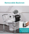 Toilet Safety Rail With Standalone Frame Adjustable Grab Bar Handles Detachable Backrest Non Slip Vacuum Suction Cups Elderly Disabled Bathroom Safety Aid
