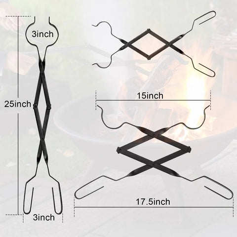 Two Piece Fire Poker And Tongs Set For Fireplace And Campfire, 32 Inch Poker Stick And 25 Inch Tongs, Log Grabber Fire Pit Tools For Indoor Outdoor Use, Durable, Safe And Easy To Maneuver