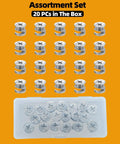 Top Shelf Cam Locks For Furniture 20 Pack Easy Fix Hardware Compatible With Ikea Eccentric Wheels and Heavy Duty Nuts Bolts Nickel Plated Alloy Steel Assortment Kit For Home Repairs, 20 cam locks in plastic box.