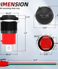 Dimensions diagram of 12V 20A Beefy 16mm Metal Horn Button Switch With Blue LED Momentary SPST Push Button Horn Trigger, showing measurements.