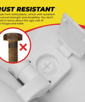 White Plastic Toilet Seat Hinge Replacement with Bolts and Nuts Durable Construction Easy Install for a No Fuss Upgrade