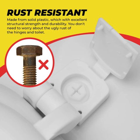 White Plastic Toilet Seat Hinge Replacement with Bolts and Nuts Durable Construction Easy Install for a No Fuss Upgrade