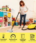 Heavy Duty Rolling Steam Mop With 1800W Beast Mode Power And 2 Liter Tank for cleaning carpet in a kid's playroom.