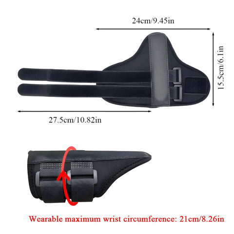 Pro Golf Wrist Training Aid And Wrist Trainer For A Consistent Swing From Backswing To Follow Through, top and side view with measurements