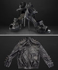 Black shoes and jacket with 50 Sets Cone Spike Stud Rivets With Screw Back 8x12mm M3x0.5 Thread Orange Punk Hardware For Leather Craft