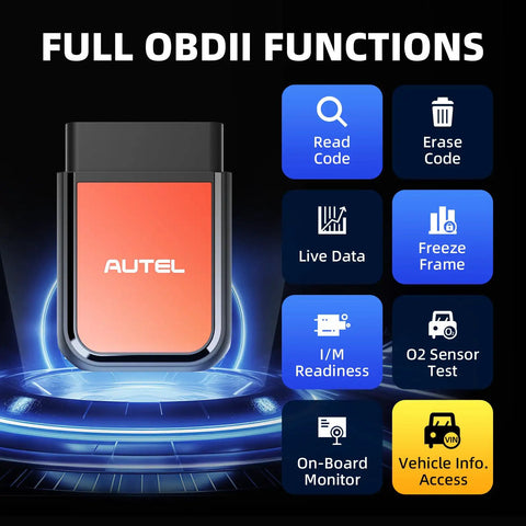 AP2500E OBD2 Bluetooth Scanner Code Reader for Android and iOS All-System Diagnostic Tool CAN FD AutoVIN features diagram