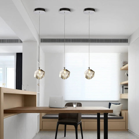 1 Light Cube Crystal Pendant Light Fixture Mini Square Clear Crystal Hanging Lamp For Kitchen Island And Dining Room Slick