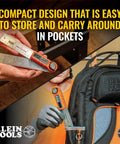 Digital Angle Finder 3 In 1 For Inside And Outside Angles, Lengths, And Miter Saw Protractor Angle Calculation shown beside backpack