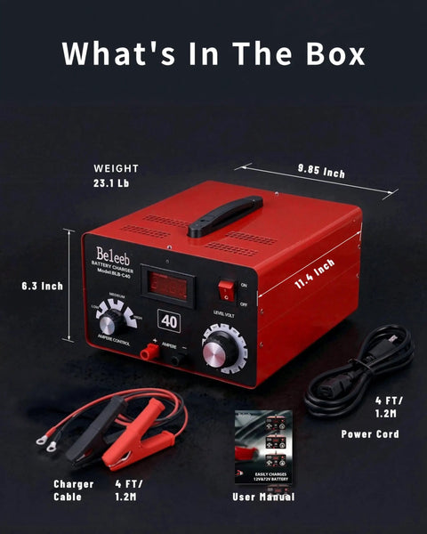 Tough As Nails Smart Battery Charger 12V To 72V Plug And Play LiFePO4 Lithium Lead Acid Desulfator with user manual and cables.