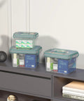Clear Multi Layer Medicine Storage Box And First Aid Organizer For Home Office And Travel on shelf with contents visible
