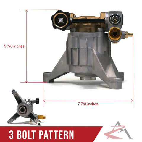 Beefy Pressure Washer Pump Assembly 7 8 Inch Shaft For Troy-Bilt 020568-00 020568-01 020568-02 3100 PSI 2.5 GPM 3400 RPM Replacement Kit Inlet Garden Hose Outlet 22mm, 3-bolt pattern