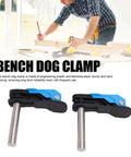 20mm Bench Dog Clamp With Arrow Storage Case for Woodworking; plastic and steel clamps on workbench, fast clamping.