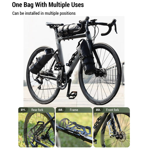 5L Waterproof Bike Fork Bag Frame Dry Bag For Mountain And Road Bikes mounted on bicycle frame and fork