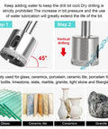 Diamond Hole Saw Kit 15 Piece Set for glass ceramic tile cutting shown with water cooling and drilling tips