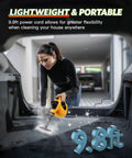 Ultimate Handheld Steam Cleaner For Home Use With 11 Accessories And 350Ml Tank in action, cleaning car upholstery with 9.8ft cord.