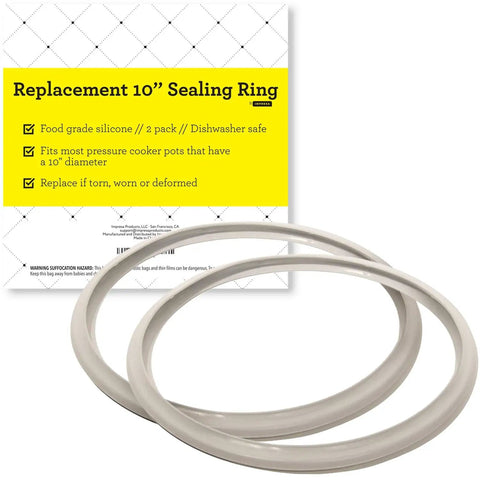 Fagor 10 Inch Pressure Cooker Replacement Gasket Pack Of 2 Silicone Sealing Ring, grey silicone rings on packaging