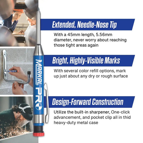Pro Marker Holder With Graphite Lead And Built In Sharpener For Real Work, showcasing needle nose tip and metal barrel