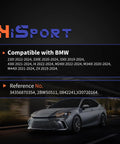 HiSport BMW rear brake pad wear sensor; compatible with 230i/330e/330i/430i, shown on a silver BMW sedan.