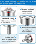 Close-up of Heavy Duty 1 Inch Steel Ball Transfer Roller Casters showing 360° swivel design, carbon steel casing, precision threaded stem.