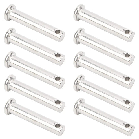 10Pcs Stainless Steel Clevis Pin Set 304 Flat Head Pins with Holes Universal T Shape Round Pins displayed