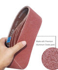 20 Piece 3x21 Inch Aluminum Oxide Sanding Belts Set With 5 Belts Each In 40 80 120 240 Grits, Open Coat Pro Grade Anti Static Washable Design