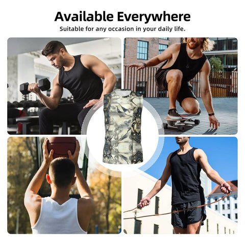 Beast Mode Mens Breathable Mesh Sleeveless Vest With Mechanical Insect Print Loose Fit Quick Drying Athletic Tank Top For Heavy Workouts Trail Runs And Daily Grind X Large worn by athletes in various activities.
