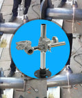 Heavy Duty Welding Torch Holder Support Stand With V-Clamp For Mig Tig Guns Fits 8mm To 45mm Gas Cutter Track Brackets 180 By 300 Mm in use with torch cutting metal.