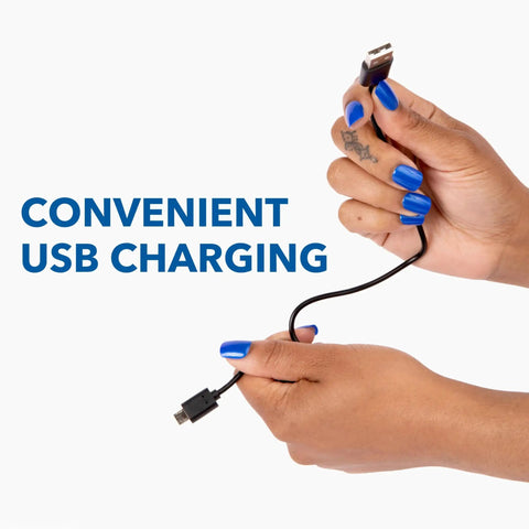 Hands holding USB cable for Pet Nail Grinder And Trimmer Kit Cordless And Rechargeable For Dogs Cats And Small Animals Safe Gentle At Home Grooming Tool