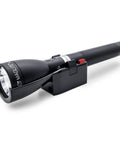 Rechargeable Tactical Flashlight With 1082 Lumens And 458 Meter Beam Matte Non Slip Grip on display stand