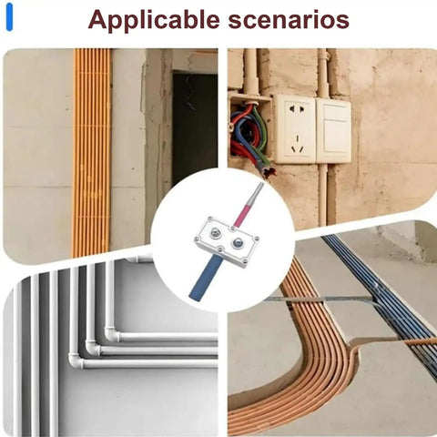 Image showing various electrical wiring scenarios for the Automatic Electrician Wire Puller Drill Powered Cable Threading Rig.