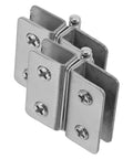 Two Pack Heavy Duty Stainless Steel Glass Cabinet Door Hinges Adjustable Double Sided Mount For Display Cases And Cabinets Rust Resistant Hardware Durable And Easy To Install For Home Office And Shop Use, close-up view of stainless steel hinges.
