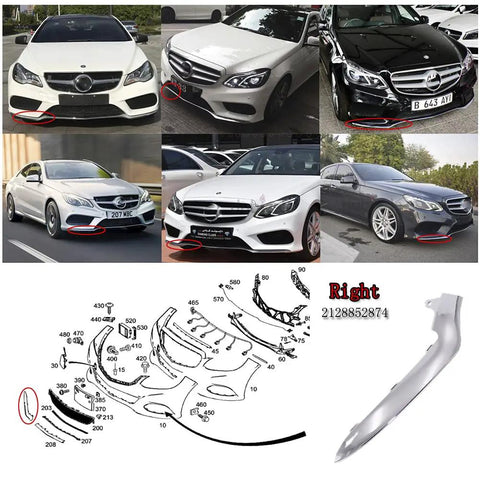 Mercedes Benz E Class Right Front Bumper Chrome Trim Molding Passenger Side For 2014 2015 2016 W212 Sedan E250 E350 E400