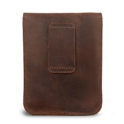 Full Grain Leather Holster Pouch Belt Clip Wallet Bag For Coins Change Headphones And Small Personal Items Handcrafted Durable Waist Pack In Bourbon Brown Durable Everyday Carry Belt Pouch For Travel Hiking Camping And Daily Use back view