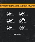 Icons showing types of knives and tools sharpened by the Ken Onion Edition Knife And Tool Sharpening System Mk2.