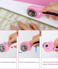 Pink Rotating Cutting Tool Set With Five Extra Blades And Pens Ergonomic Handle Tools With Safety Lock And Twenty Sewing Clips For Fabrics Leather And Crafts Sewing For Do It Yourselfers